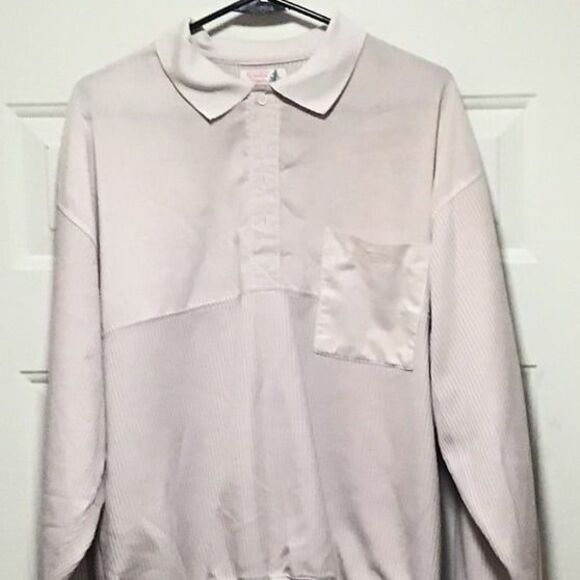 SCANDIA WOODS White Long Sleeve XL Shirt Elastic Waistline Pocket 4 Button - Picture 1 of 2